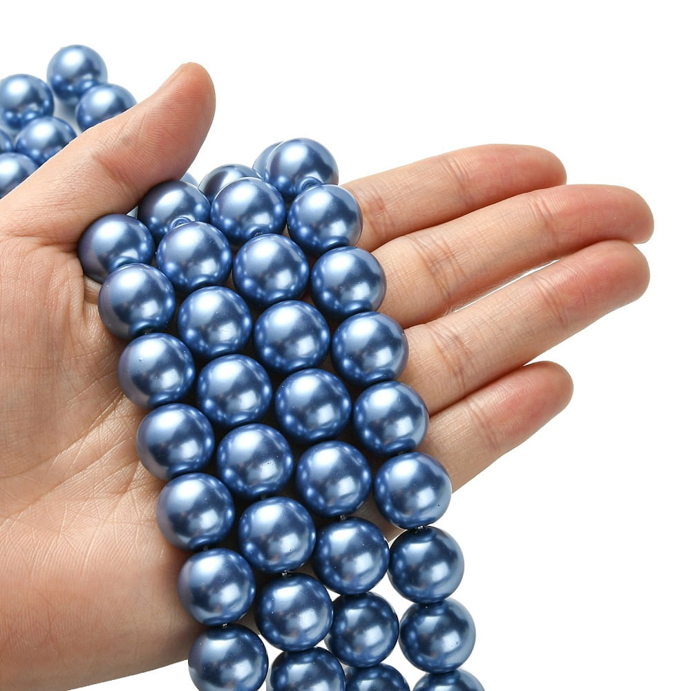 Eco-Friendly Glass Pearl Beads Strands Grade A Round Dyed Cotton Cord Threaded Cornflower Blue 14mm Hole: 1.2~1.5mm about 30pcs/strand 15.7 inch