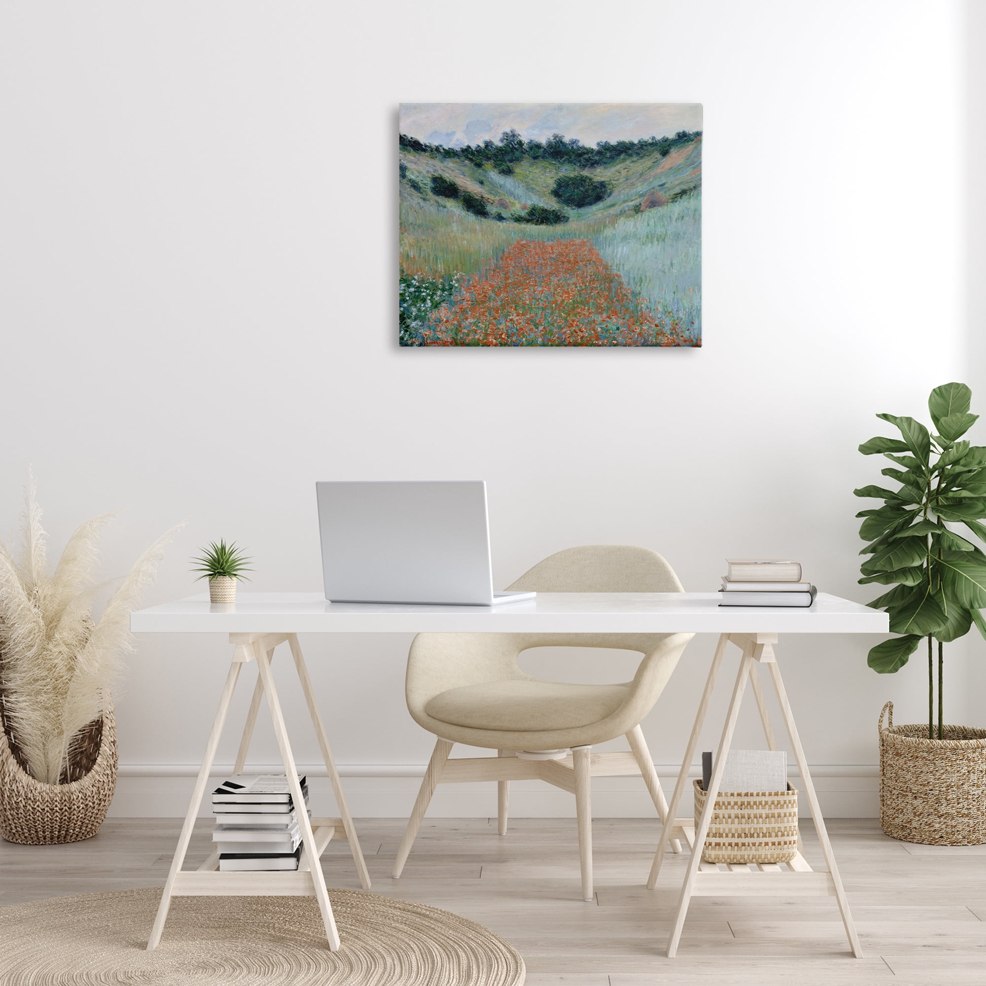 Stupell Industries Classic Poppy Field in Hollow Landscape & Nature Painting Wrapped Canvas Art Print Wall Art, 30 x 24