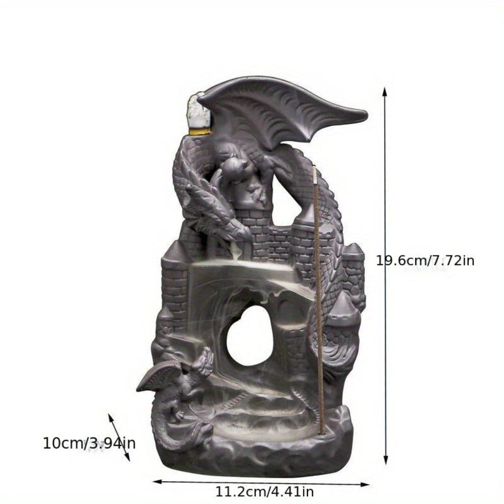 1pc Purple Clay Pterosaur Castle Backflow Incense Burner Incense Stick Holder Home Decor (Without Incense)