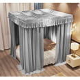 thumbnail image 3 of Elastic Roof Style Four Corner Post Princess Bed Canopy Curtains Cozy Breathable Tent Canopy Mosquito Net for Girls & Adults Bedroom Decoration (Grey, 70-78" W*86" L*82"*H/(King)), 3 of 7