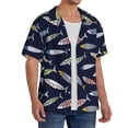 thumbnail image 2 of Rateoe Sardine Pattern Men's Short Sleeve Classic Shirt, Casual Short-Sleeved Shirt, Lightweight Summer Shirt, Cuban Collar Shirt,Button-Front Shirt-X-Large, 2 of 5