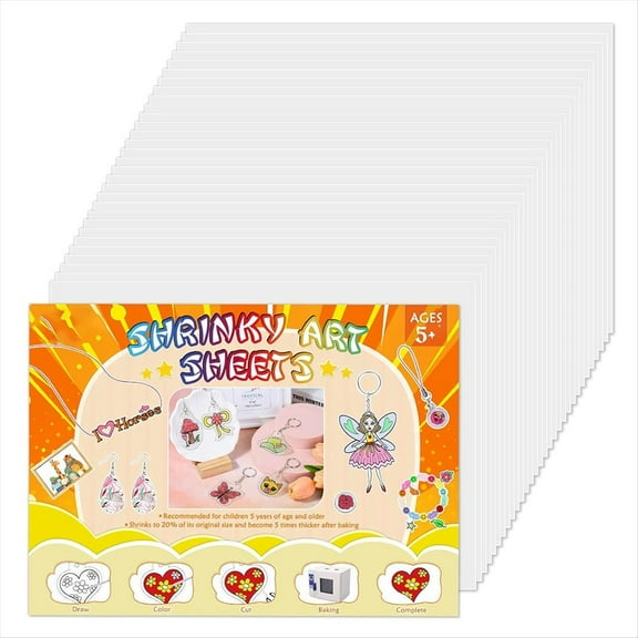 Shrinky Art Paper, 18Pcs Shrink Paper Sheets Film for Keychains and Kids - Craft Marking