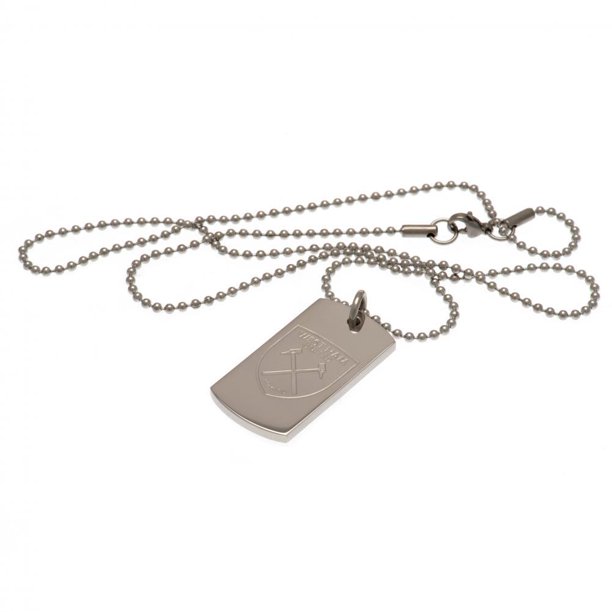West Ham United FC - Placa de Identificación y Cadena Diseño Grabado (Plata)