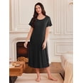 thumbnail image 4 of Ekouaer 3 Pack Long Nightgowns Womens Maxi Sleepwear Ankle Length Crew Neck Sleepshirts Short Sleeve Lounge Gown, 4 of 7
