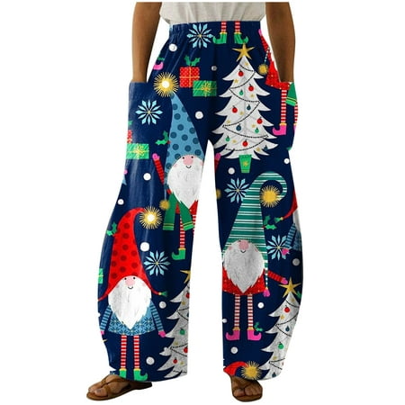 XZNGL Christmas Pants for Women Christmas Printing Casual Slim