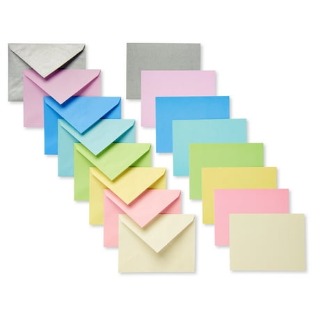 Heart Note Card American Greetings 100 Count Blank Flat Panel Note Cards and Colored Envelopes, Pastel ()