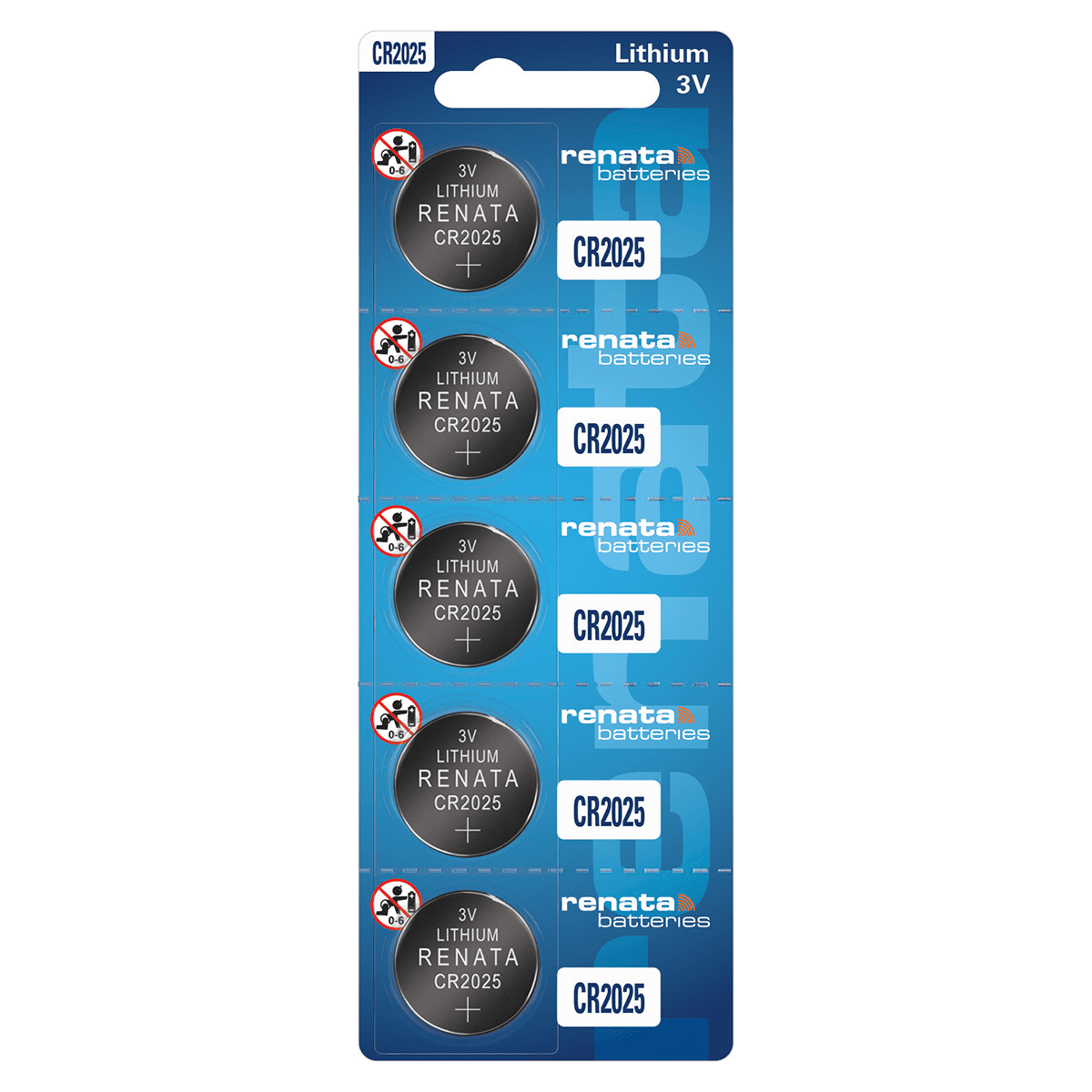 Renata CR2025 Batteries 3V Lithium Coin Cell 2025 Battery (5 Count)
