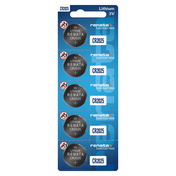 Renata CR2025 Batteries 3V Lithium Coin Cell 2025 Battery (5 Count)