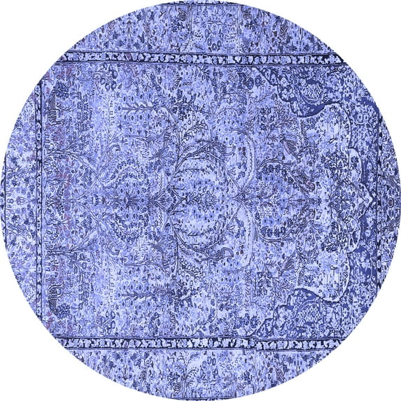 Ahgly Company Indoor Round Persian Blue Traditional Area Rugs, 5' Round