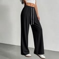 thumbnail image 4 of Lmnyox Sweatpants for Women Lightweight Elastic High Waist Pants Casual Loose Trendy Trousers with Pockets, 4 of 5