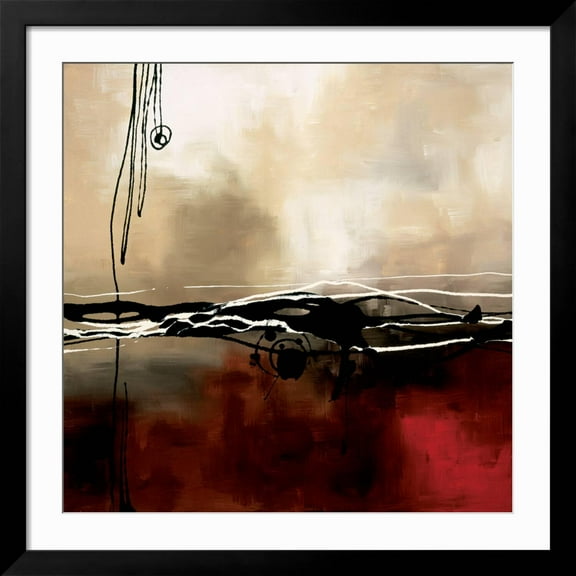 Art.com Symphony in Red and Khaki I Art Print by Laurie Maitland, Black Frame Wall Art, 38" x 38"