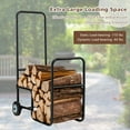 thumbnail image 6 of Topbuy Firewood Log Cart Carrier, Wood Hauler with 2 Rubber Wheels & Ergonomic Handle Heavy-Duty Steel Frame Indoor Outdoor Fireplace Tools, 6 of 10