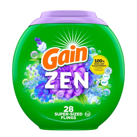Gain Super Flings Laundry Detergent Pacs, Zen, irresistibly clean and fresh