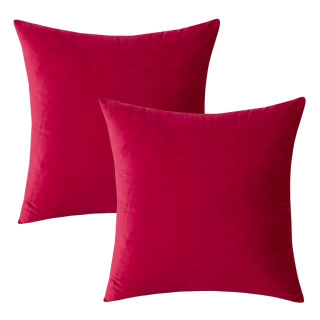 Purebryt Velvet Throw Pillow Cover (18"x18), 2 Pack, Red