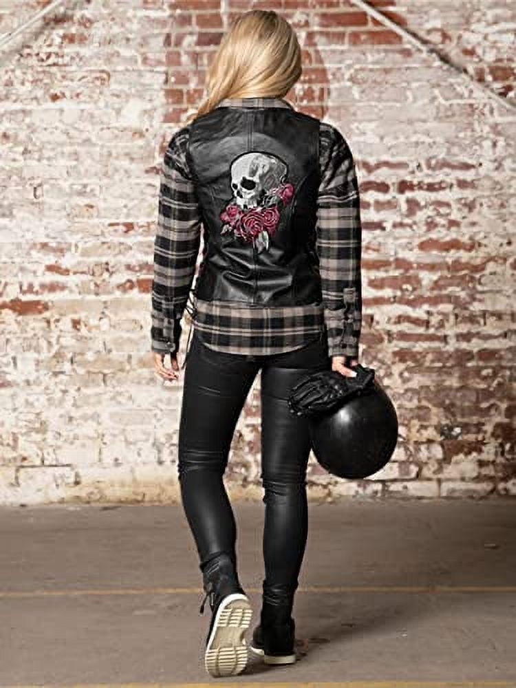 Bleeding Roses Skull Patch | 3D Skeleton | Embroidered Iron On | Large - by Nixon Thread Co. (11")