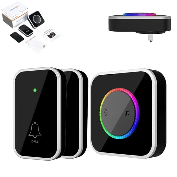 Smart Colorful Flashing Light Wireless Doorbell, Waterproof Wireless Door Chime Kit, Easy Installation, Colorful LED, For Home, Apartment, Classroom