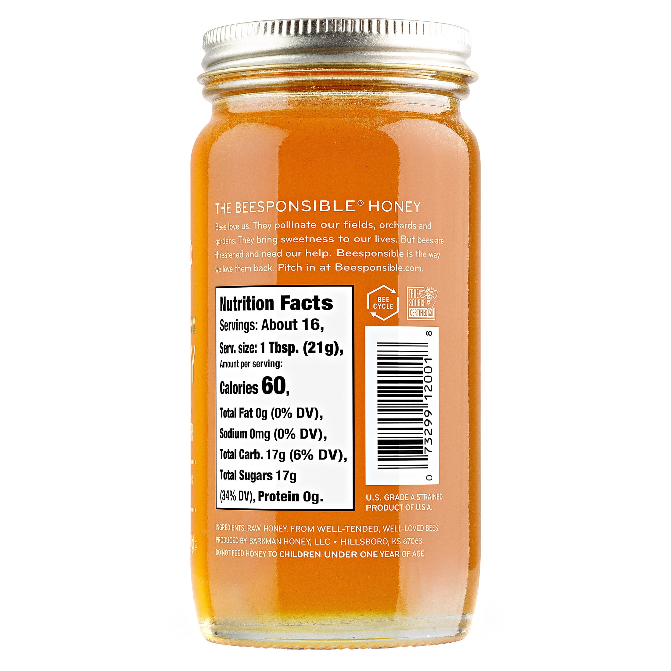 (2 pack) Bee Harmony, Wildflower Honey, 12 oz Glass Jar, No Allergens