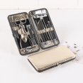 thumbnail image 2 of Juego de manicura, kit de pedicura profesional de acero inoxidable 19 en 1, tijeras para uñas, kit de aseo con estuche de viaje de cuero negro, 2 of 5