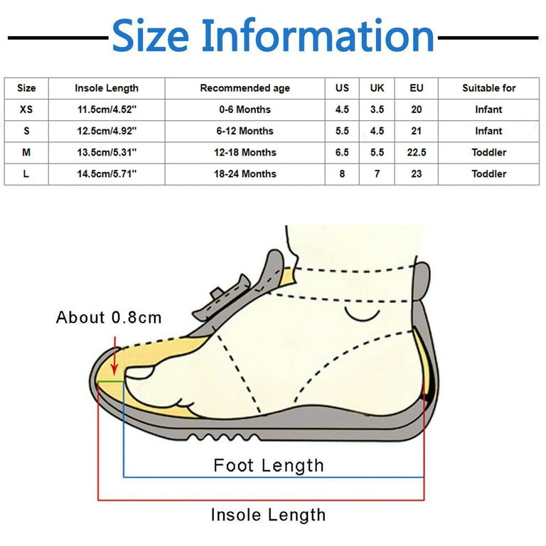 Shoe size chart baby girl clearance