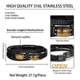 thumbnail image 6 of Jewmon Tiger Eye Black Leather Bracelet for Men Stainless Steel Courage Stress Relief Protection Bracelet, 6 of 8