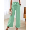 thumbnail image 5 of Women'S Wide Leg Lounge Pants with Pockets High Waisted Adjustable Tie Knot Loose Trousers Light Green L, 5 of 7