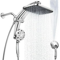 Rain Shower Head with Handheld High Pressure rainfall Shower Heads with Handheld Spray Combo Adjustable one-piece stand daul shower head Built-in Magnetic Docking and Power Jets(Sliver)