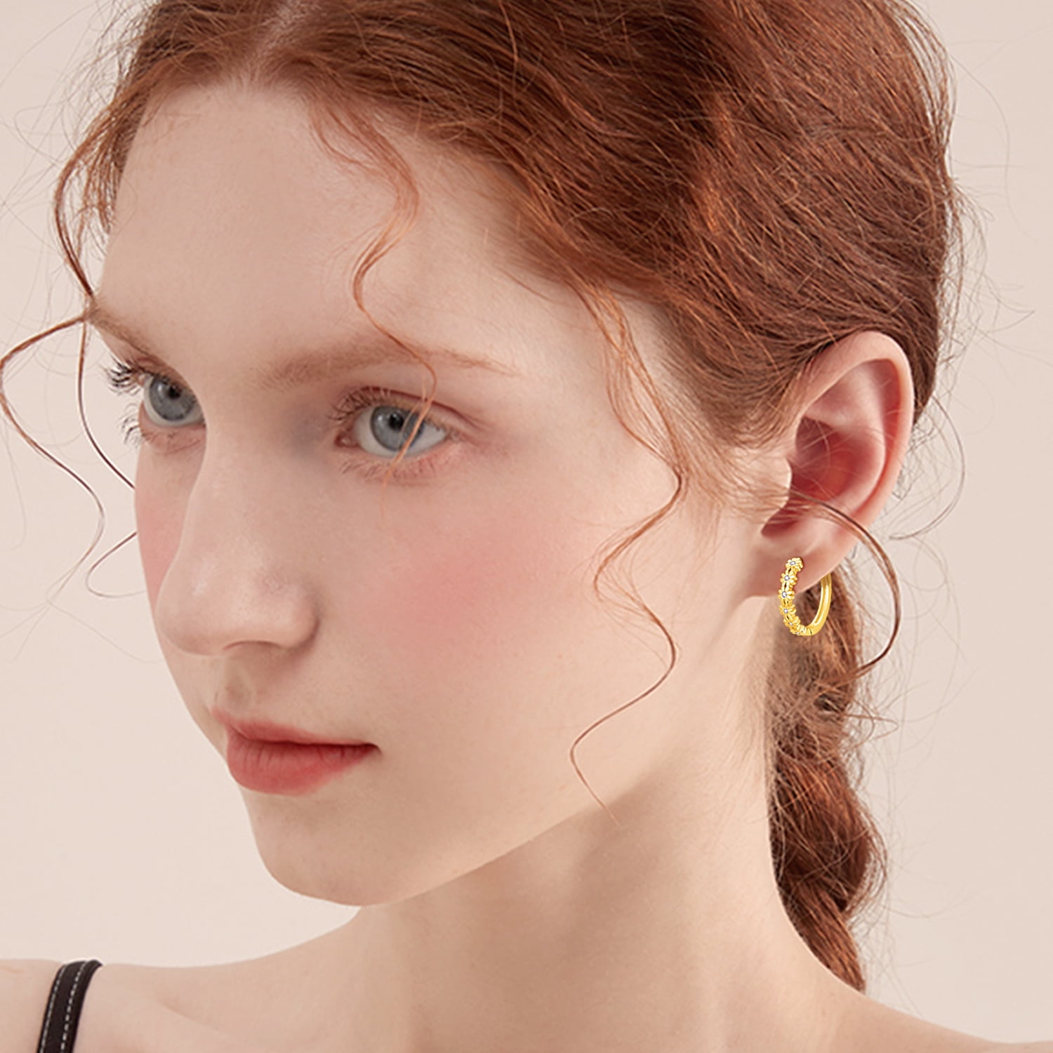 Daisy Earring Hoops Earrings for Women, 925 Sterling Silver Gold Plated Jewelry Birthday Gifts