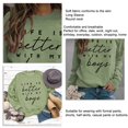 thumbnail image 4 of Sudadera de mujer con cuello redondo, diseño de patrón de letras, manga larga, sudadera con capucha informal holgada para uso diario, verde oliva (fuente negra) S, 4 of 5