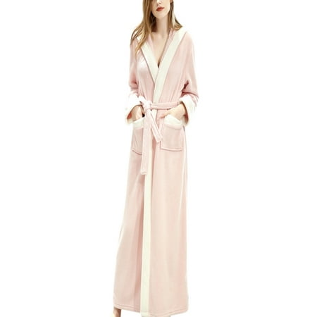 

Fymall Women s Long Robe Soft Warm Flannel Robe Bathrobe Ladies Sleepwear