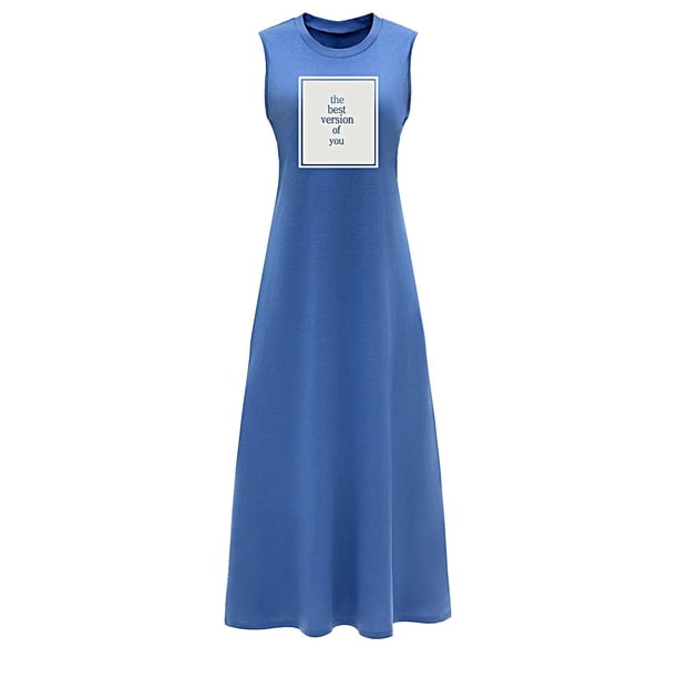 Vestido de verano para mujer, ropa de verano, vestido con cuello redondo para regalo de cumpleaños festivo S