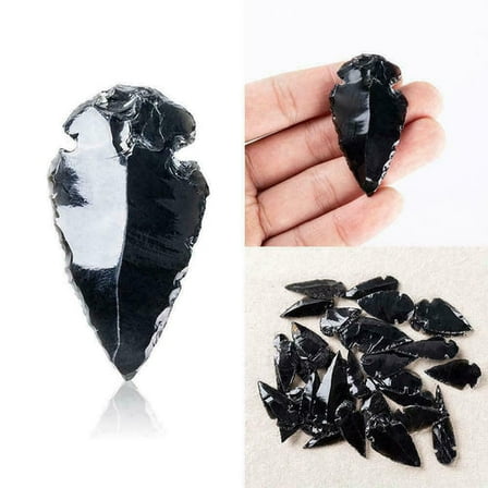 20Pcs Black Obsidian Arrowheads, Metaphysical Glass Crescent, Crystals Healing Stone AAA Quality Obsidian Arrowhead Stone for Jewelry