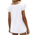 thumbnail image 2 of Summer thread cotton trace female T-shirt V-neck casual cool sense women's short sleeve, 2 of 5