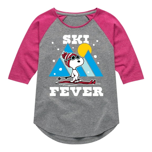 Peanuts - Ski Fever - Toddler & Youth Girls Raglan Graphic T-Shirt