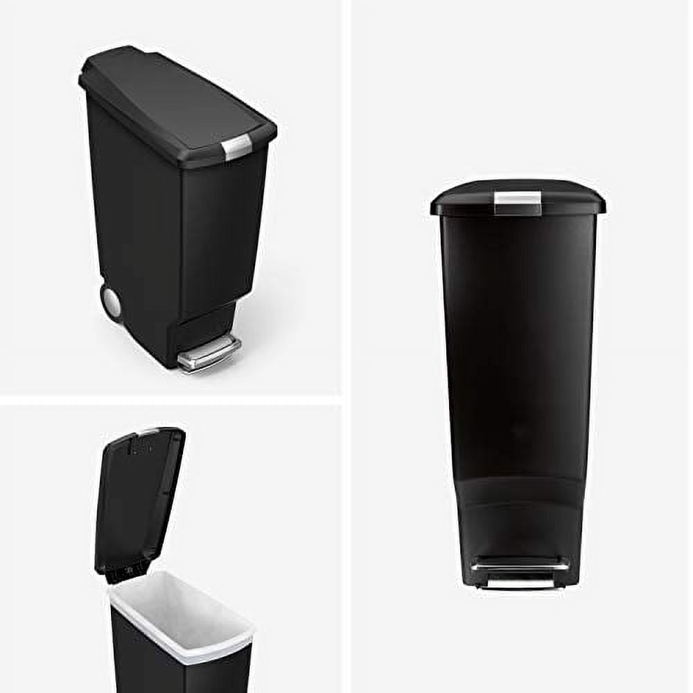 simplehuman 10.6 Gallon Plastic Step Trash Can, Black photo 2