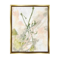 Stupell Industries Green Abstract Splatter Abstract Painting Gold Floater Framed Canvas Art Print Wall Art, 25 x 31
