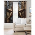 thumbnail image 2 of Rustic Star Brown Kitchen Curtains Vintage Farmhouse Wooden Grain Art Cafe Short Curtains for Bathroom Blackout Window Curtain Grommet Small Window Treatment Drapes for Bedroom Living Room 42"x45"x2, 2 of 9