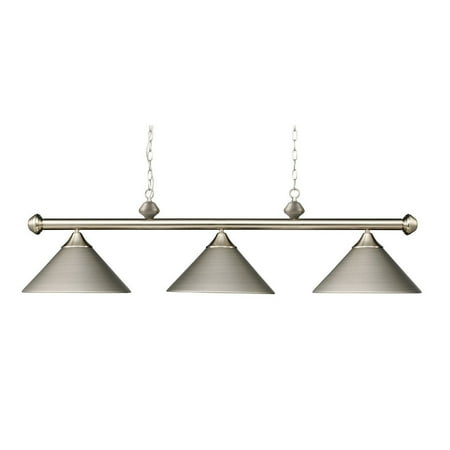 Casual Traditions 3 Light New Product ELK Lighting The Casual Traditions 3 Light Billiard In Satin Nickel With Matching Metal Shades 168-SN Sold By VaasuHomes ()