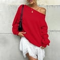 thumbnail image 5 of Women's Plus Size Oversized Off-Shoulder Long Sleeve Sweatshirt, No Hood Trendy Loose Fit Tops for Fall Winter Casual Wear, Daily Use, and Outdoor Activities Red XL, 5 of 9