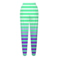thumbnail image 4 of Puntoco Moda Casual Para Mujer Bolsillos Estampados A Rayas Cintura Elástica Con Cordón Leggings Pantalones De Chándal Pantalones Verde S, 4 of 5