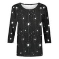thumbnail image 4 of Blmnix Fashion Office Tops Flower Streetwear Black Women Shirts Crew Neck 3/4 Sleeve Blouses, 4 of 7