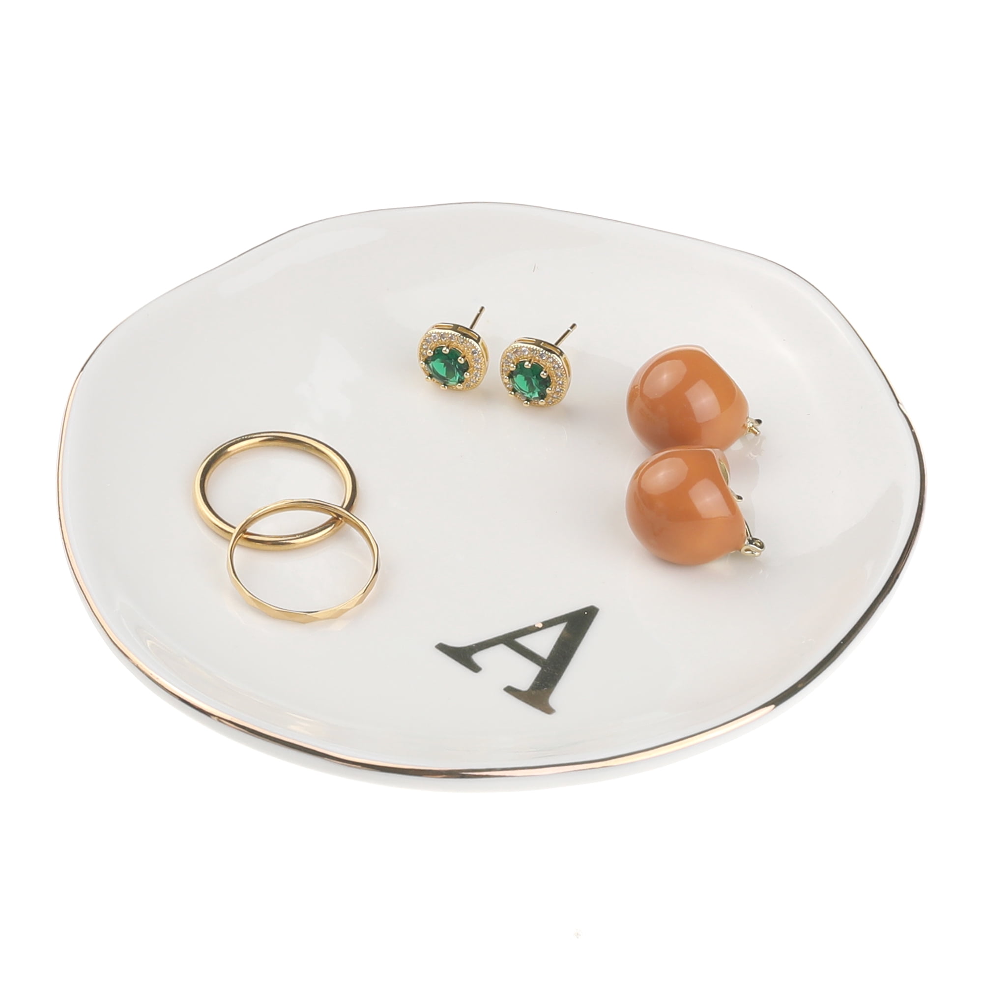 Unique Bargains Ceramic Jewelry Tray Decorative Trinket Dish Gifts Jewelry Boxes White-A