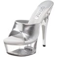thumbnail image 1 of Highest Heel LOVER-SMET-9 6 in. Platform Mule Shoe with Metal Heel in Silver Metallic - Size 9, 1 of 2