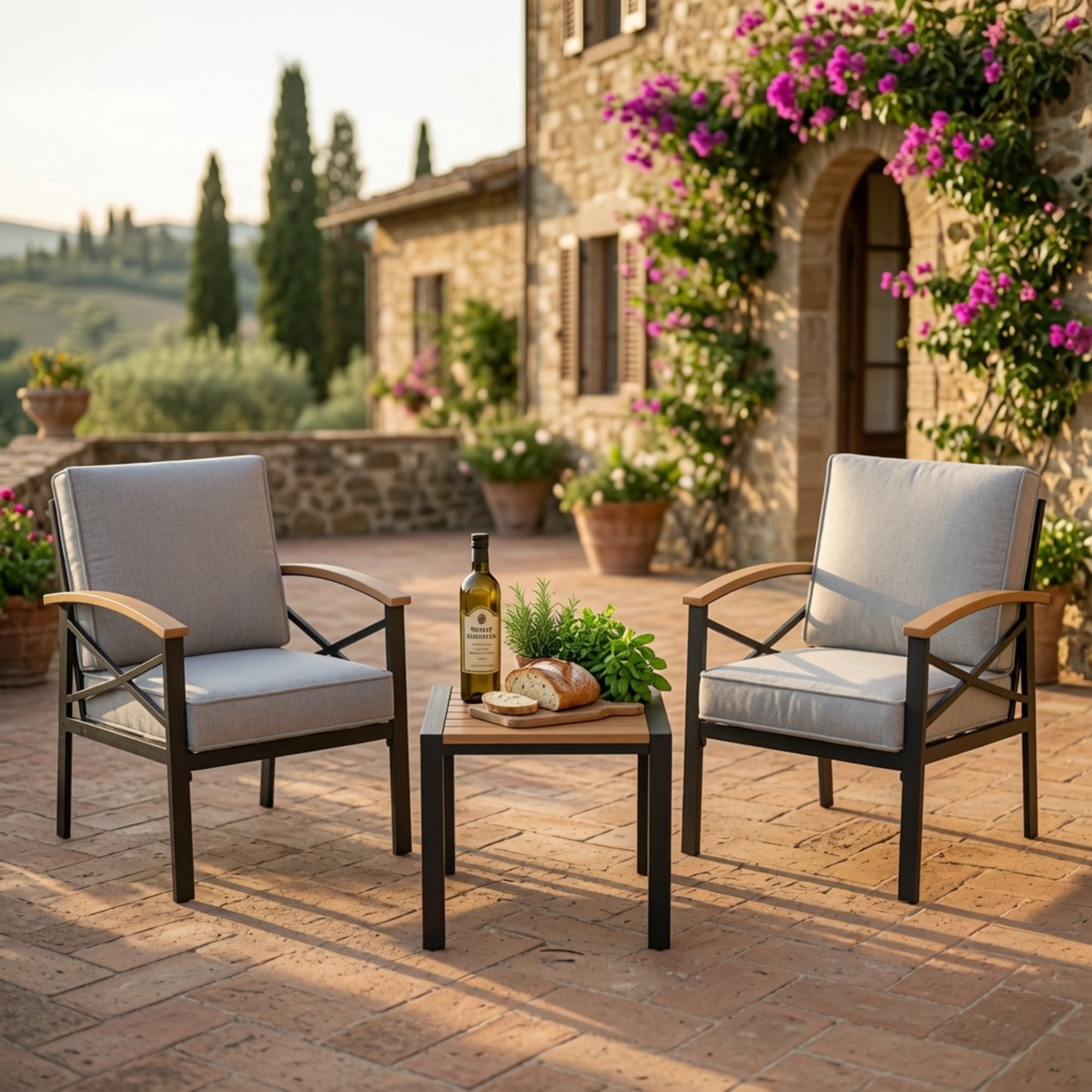 18.9" Black Square Side Havey-Duty Metal Outdoor Patio End Table
