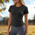 thumbnail image 2 of oqasdz T Shirts for Women Short Sleeve Crewneck Mesh Quick Drying Slim Fit Athletic Workout Shirts Breathable Summer Yoga Tee Top T-Shirts,Black,S, 2 of 7