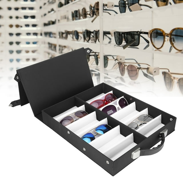 Caja De Exhibición De Gafas, Caja De Almacenamiento De Gafas De Sol Negras Portátiles, Organizador Profesional Para Gafas En Casa