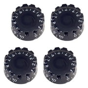 4Pcs Volumn timbre Knobs, Bass Speed Control Knobs ,Top Hat Knobs with Numbers Scale, Durable Acrylic Guitar Knobs, for Daily Use , Black