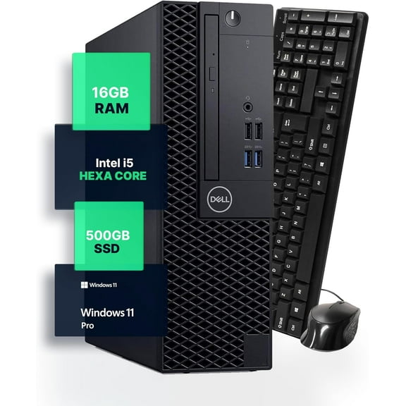 Restored Blair Tech Dell Windows 11 Desktop Computer, Intel i5-8500, 16GB DDR4, 500GB SSD (Refurbished)