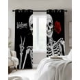 thumbnail image 4 of Skeletons Roses Blackout Curtains for Bedroom Living Room Darkening Curtains 84 Inch Length 2 Panels Set Horror Minimalism Modern Aesthetic Window Curtain Window Treatment Grommet Drapes 52"x84", 4 of 9