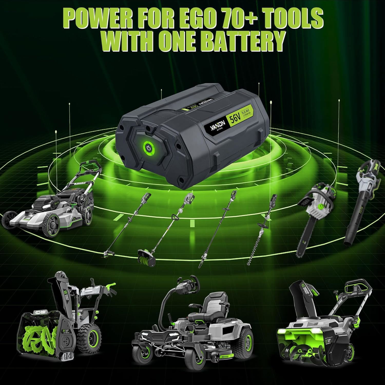 VANON 56V 9.0Ah Replacement for EGO Battery BA2800 BA5600T BA4200T BA4200 BA1400 Compatible with EGO 56V Power Tools Lawn Mower Leaf Blower Chainsaw
