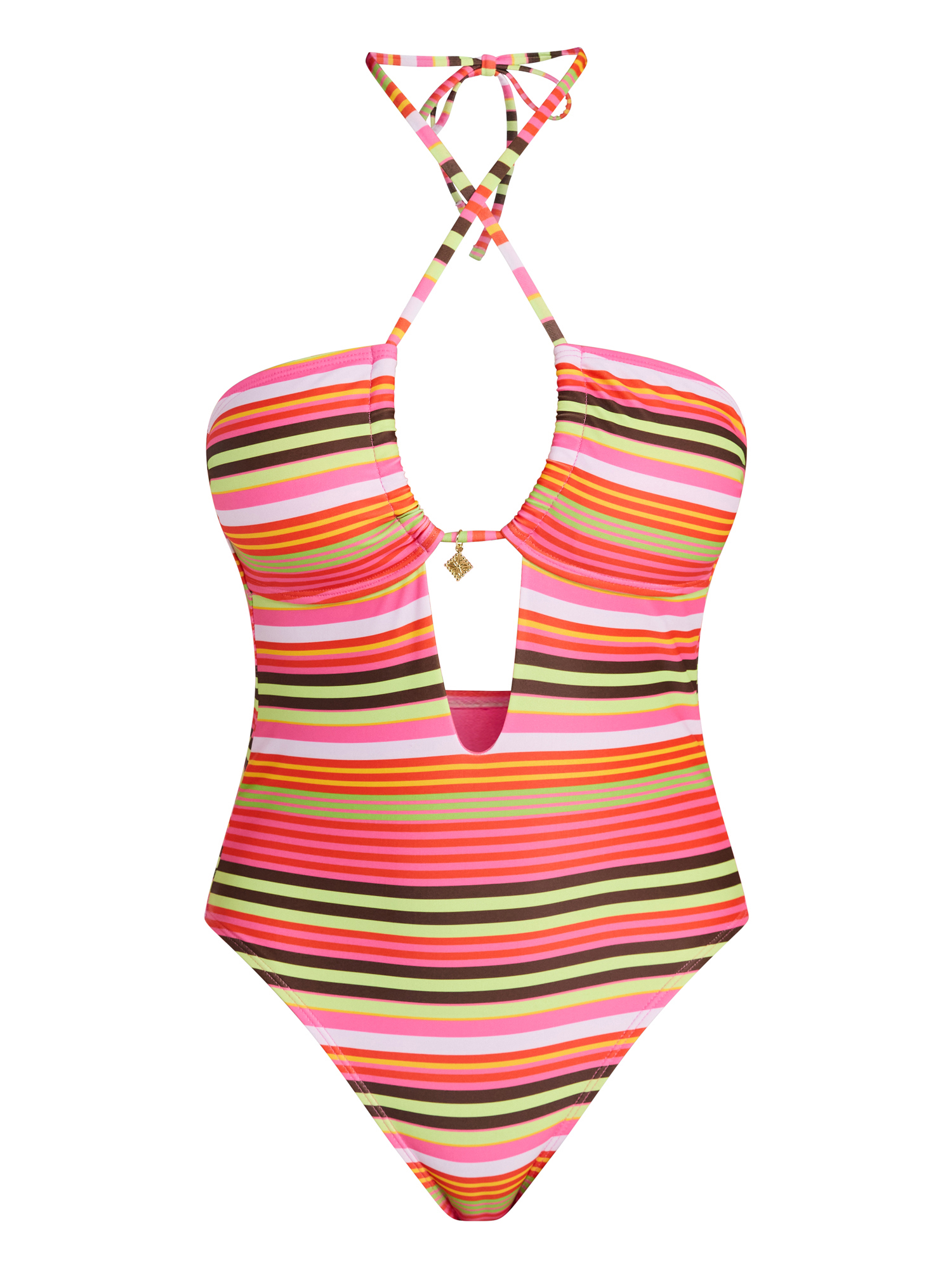 No Boundaries Keyhole Halter One-Piece Swimsuit, Women’s XXS-XXL